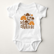 Scandinavian Folk Mushroom Art Baby Bodysuit