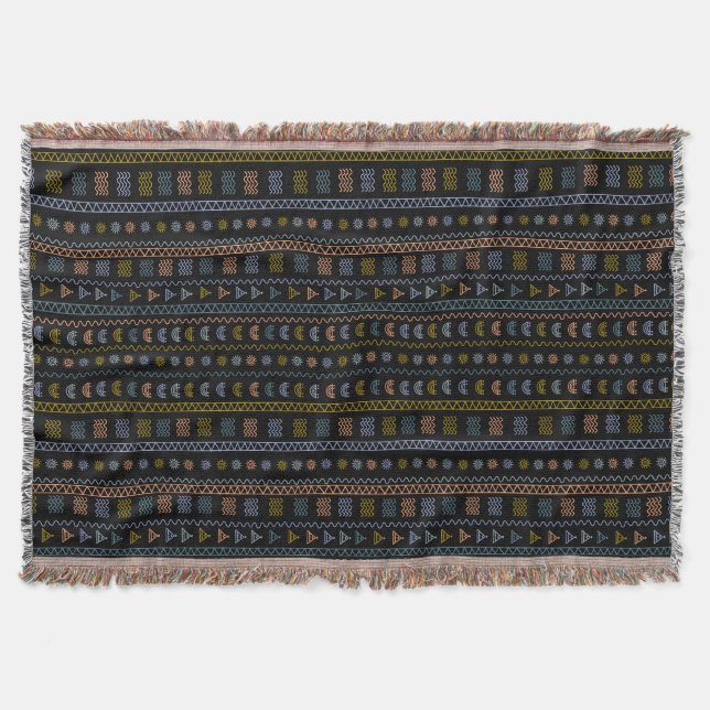 Scandinavian Folk Pattern Cosy Throw Blanket (Front)