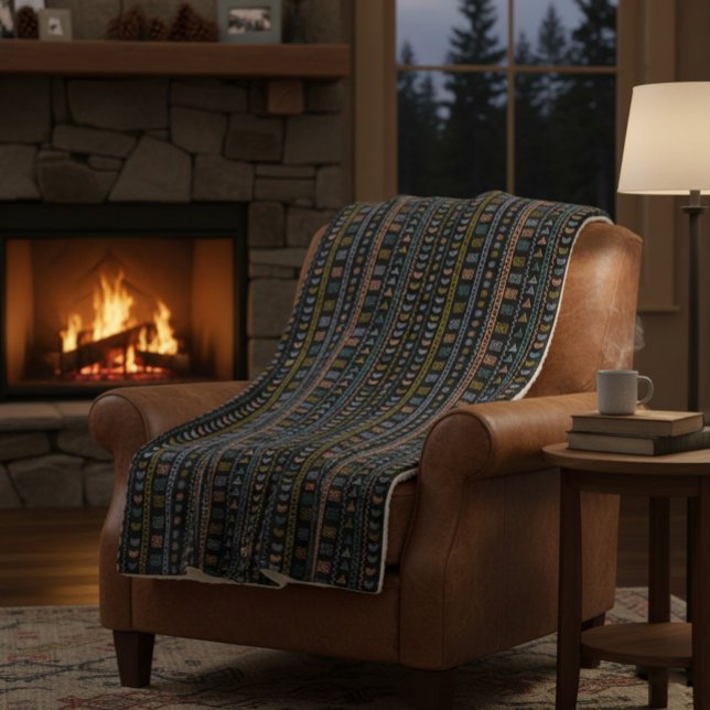 Scandinavian Folk Pattern Cosy Throw Blanket (Creator Uploaded)