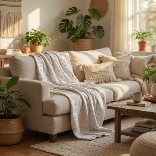Scandinavian Folk Pattern Cosy Throw Blanket (Creator Uploaded)