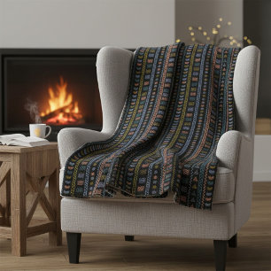 Scandinavian Folk Pattern Cosy Throw Blanket