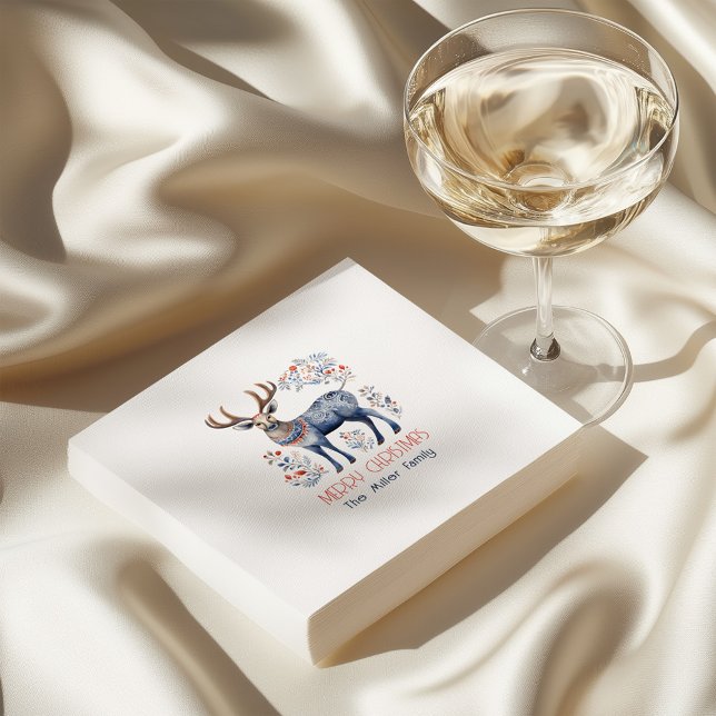 Scandinavian Folk Reindeer Christmas Party Suplies Napkin (Creator Uploaded)