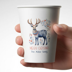Scandinavian Folk Reindeer Christmas Supplies Paper Cups