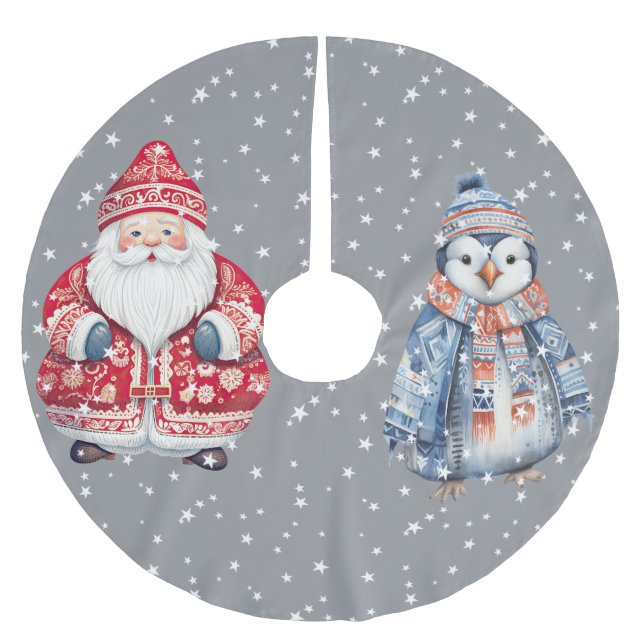 Scandinavian Folk Santa Claus  Brushed Polyester Tree Skirt (Front)