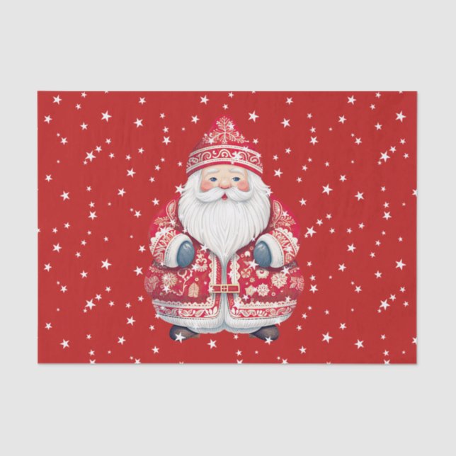 Scandinavian Folk Santa Claus  Tissue Paper (Front)