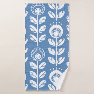 Scandinavian folk style flowers - seamless floral bath towel