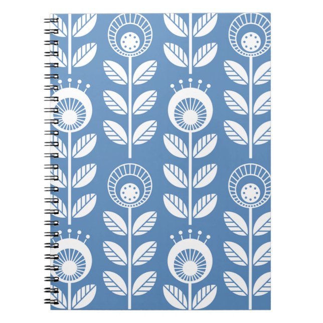 Scandinavian folk style flowers - seamless floral  notebook (Front)