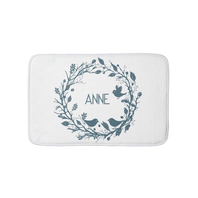 Scandinavian folklore wreath bath mat (Front)