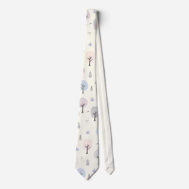 Scandinavian Forest Seamless Pattern Tie (Front)