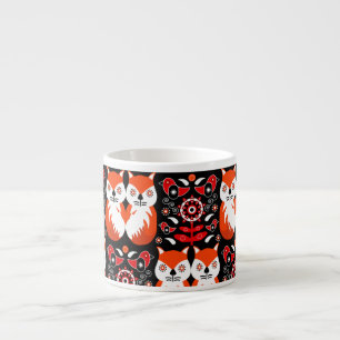 Scandinavian Fox Folk Art Espresso Cup