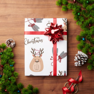 Scandinavian Fun Reindeer Festive Christmas Wrapping Paper