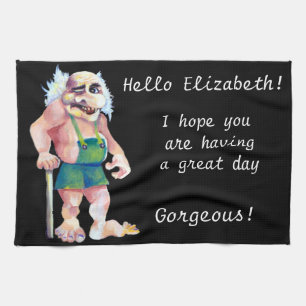 Scandinavian Funny Looking LoveTroll Tea Towel