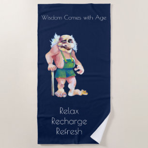 Scandinavian Funny Looking Ogre Troll Beach Towel