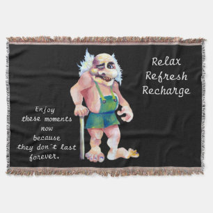 Scandinavian Funny Looking Ogre Troll Throw Blanket