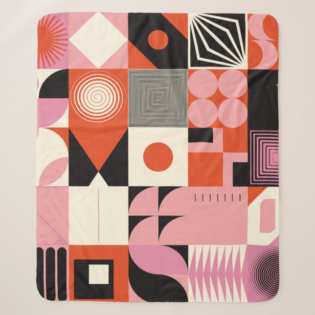 Scandinavian Geometric: Colourful Artwork Pattern Sherpa Blanket (Front)