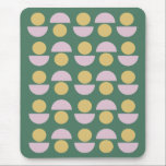 Scandinavian Geometric Floral Pattern in Green Mouse Pad<br><div class="desc">A Scandinavian style geometric floral pattern of shapes in mustard yellow and lilac on a pretty green background.</div>