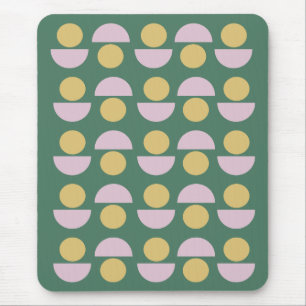 Scandinavian Geometric Floral Pattern in Green Mouse Pad