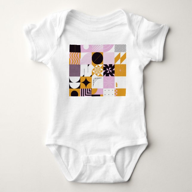 Scandinavian Geometric: Hand-Drawn Artwork. Baby Bodysuit (Front)