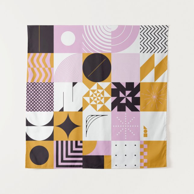 Scandinavian Geometric: Hand-Drawn Artwork. Tapestry (Front)