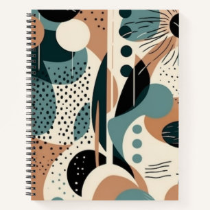 Scandinavian Geometric Navy Teal Terracotta Cream Notebook