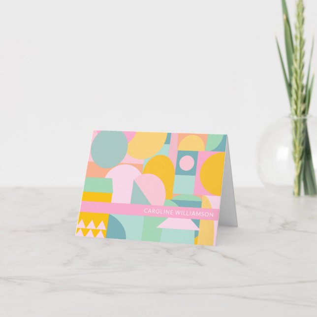 Scandinavian Geometric Shape Collage Personalised Note Card (Front)
