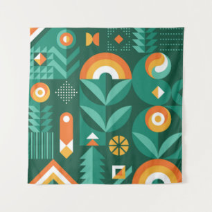 Scandinavian Geometric, Vintage Agriculture Symbol Tapestry