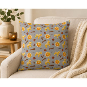 Scandinavian Gingerbread & Citrus Holiday  Cushion