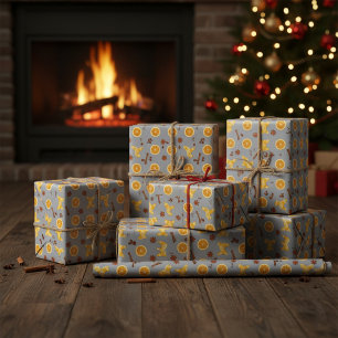 Scandinavian Gingerbread & Citrus Holiday Wrapping Paper