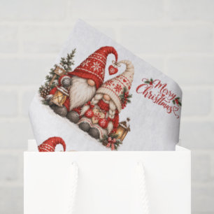 Scandinavian Gnome Couple Cosy Nordic Christmas Tissue Paper