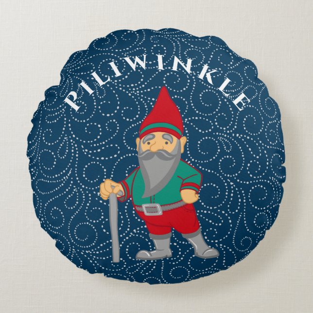 Scandinavian Gnome | Customisable Round Pillow (Front)
