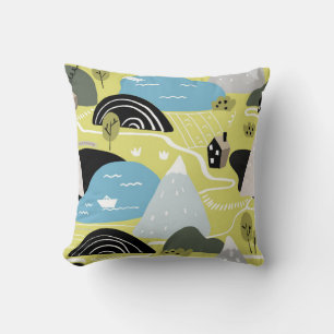 Scandinavian graphic illustration seamless pattern cushion