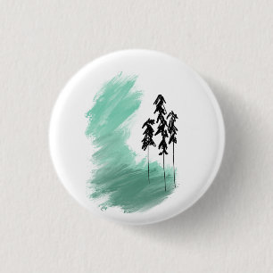 Scandinavian green tree art simple modern mint 3 cm round badge