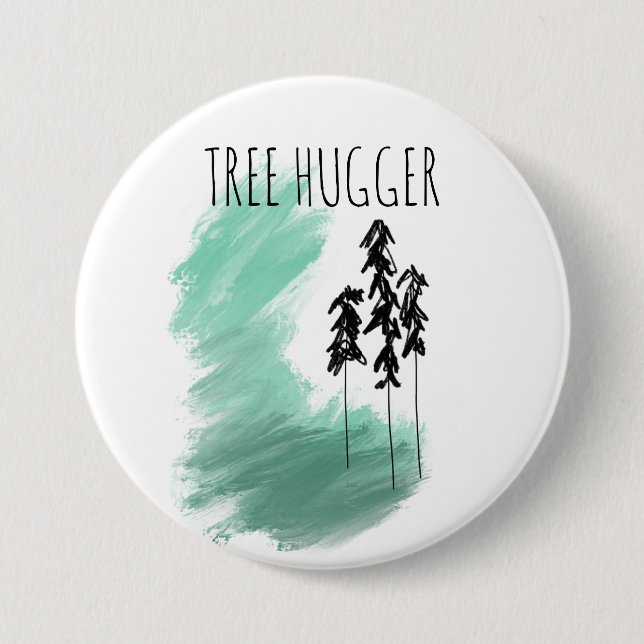 Scandinavian green tree art simple modern mint   7.5 cm round badge (Front)