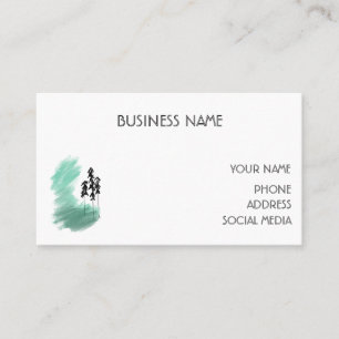 Scandinavian green tree art simple modern mint business card