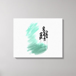 Scandinavian green tree art simple modern mint canvas print