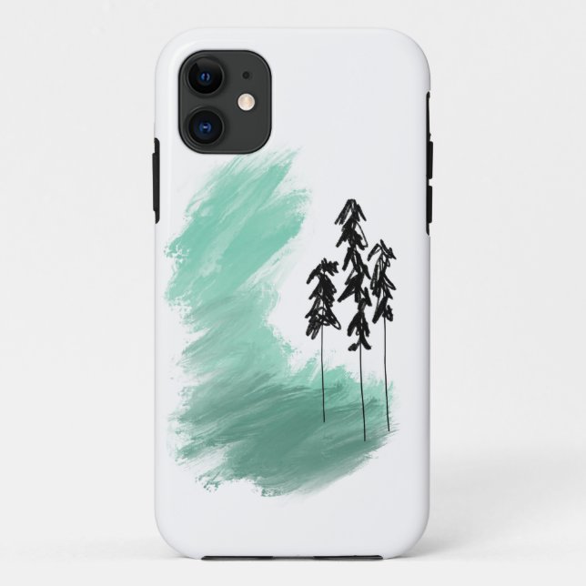 Scandinavian green tree art simple modern mint   Case-Mate iPhone case (Back)