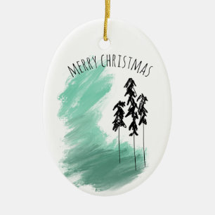 Scandinavian green tree art simple modern mint   ceramic tree decoration