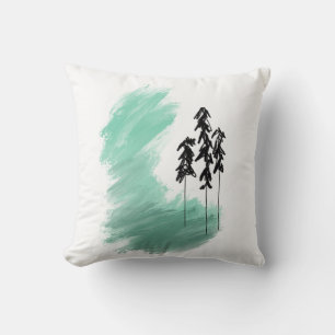 Scandinavian green tree art simple modern mint cushion