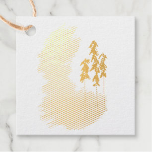 Scandinavian green tree art simple modern mint favour tags
