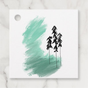 Scandinavian green tree art simple modern mint favour tags