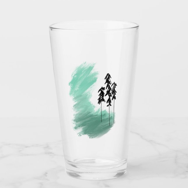 Scandinavian green tree art simple modern mint   glass (Front)