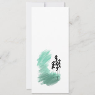 Scandinavian green tree art simple modern mint invitation