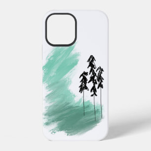 Scandinavian green tree art simple modern mint iPhone 12 case