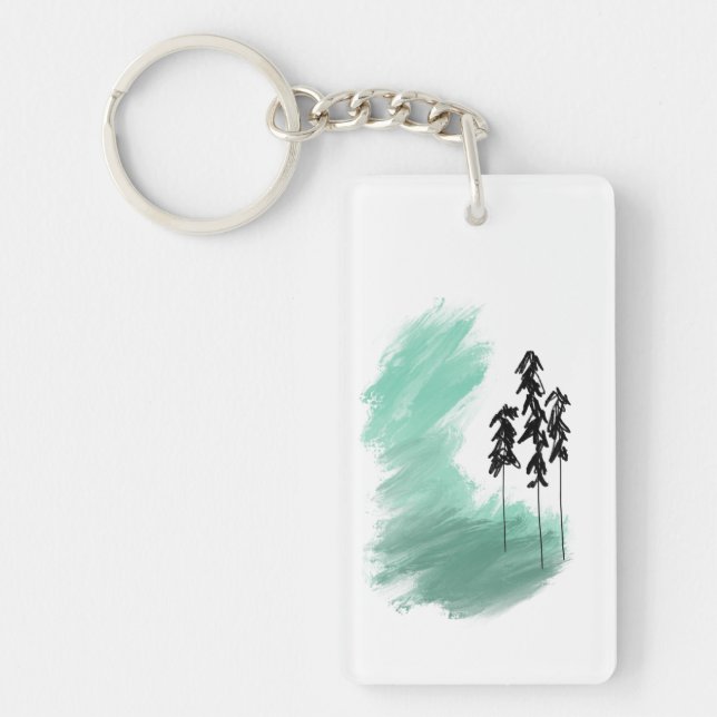 Scandinavian green tree art simple modern mint   key ring (Front)