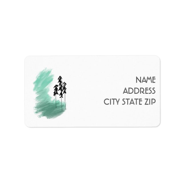 Scandinavian green tree art simple modern mint   label (Front)