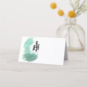 Scandinavian green tree art simple modern mint  loyalty card