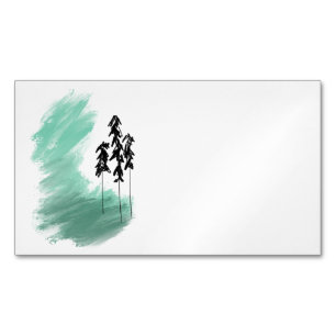 Scandinavian green tree art simple modern mint magnetic business card
