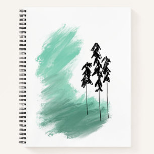 Scandinavian green tree art simple modern mint notebook
