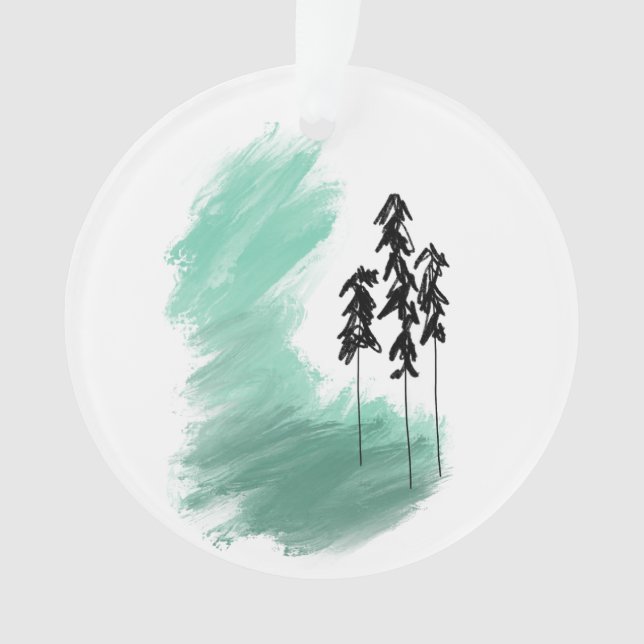 Scandinavian green tree art simple modern mint  ornament (Front)