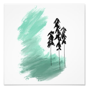 Scandinavian green tree art simple modern minT Photo Print